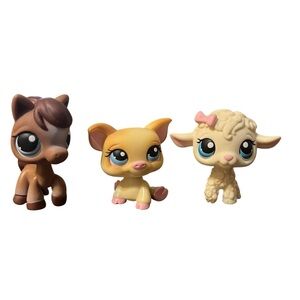 Authentic Littlest Pet Shop bundle - Horse, Pig, Lamb